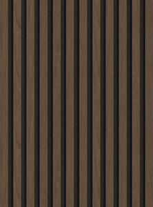 Mexen Lam-F, akustické stěnové lamely 275 × 30 cm, plstěný podklad 8 mm, technická dýha, ořech espresso, S105-275307-3015-019