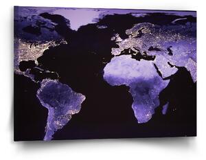 Sablio Obraz Světelná mapa světa - 90x60 cm