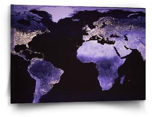 Sablio Obraz Světelná mapa světa - 60x40 cm