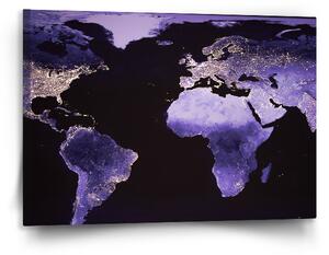 Sablio Obraz Světelná mapa světa - 120x80 cm