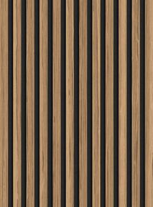 Mexen Lam-F, akustické stěnové lamely 275 × 30 cm, plstěný podklad 8 mm, technická dýha, ořech světlý, S105-275307-3015-017