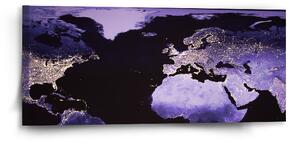 Sablio Obraz Světelná mapa světa - 110x50 cm