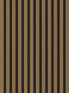 Mexen Lam-F, akustické stěnové lamely 275 × 30 cm, plstěný podklad 8 mm, technická dýha, teak zlatavý, S105-275307-3015-014