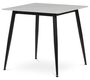 Vikio Jídelní stůl 80x80 cm keramická deska bílý mramor černé kovové nohy AJS159B