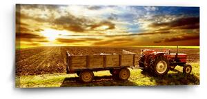 Sablio Obraz Traktor s vlečkou - 110x50 cm