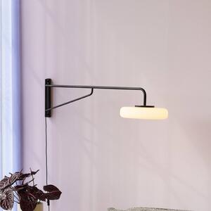Hübsch LED nástěnné světlo Sway, černá, výsuv 120 cm, kov, Černá, Obývací pokoj / jídelna, kov, Moderní