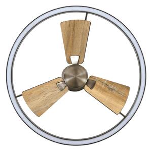 Beacon Lighting Stropní ventilátor LED Cessna, nikl/dub, DC, tichý, stmívatelný, Hliník / šedá / zinek, Obývací pokoj / jídelna, kov