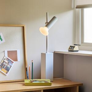 Hübsch Stolní lampa SET, světle šedá, výška 60 cm, železo/sklo, Hliník / šedá / zinek, Obývací pokoj / jídelna, kov, Moderní