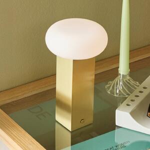Hübsch LED stolní lampa na baterie LOW, v barvě mosazi, výška 20 cm, kov, stmívatelný, Mosaz / zlato, Obývací pokoj / jídelna, kov, Moderní