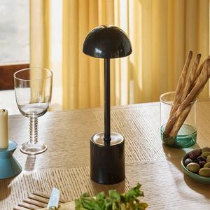 Hübsch LED stolní lampa na baterie Taten, černá, výška 30 cm, kov, stmívatelný, Černá, kov, Moderní