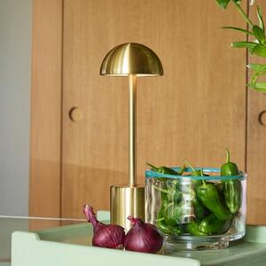 Hübsch LED stolní lampa na baterie Taten, v barvě mosazi, výška 30 cm, kov, stmívatelný, Mosaz / zlato, kov, Moderní