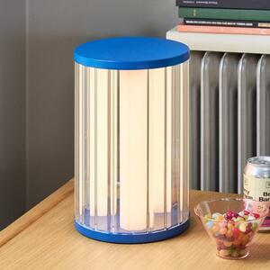 Hübsch LED stolní lampa Aru, modrá/čirá, výška 30 cm, sklo/železo, stmívatelný, Modrá, Obývací pokoj / jídelna, kov, Moderní