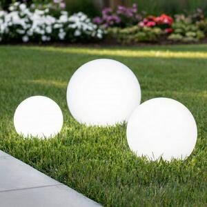 Lindby LED solární lampy Lago, sada 3 kusů, koule, zemní hrot, bílá, Bílá / opál, Plast, Moderní, Venkovní koule
