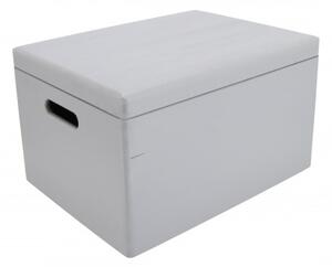 ČistéDřevo Dřevěný box s víkem 40 x 30 x 23 cm - šedý