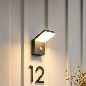 Arcchio LED venkovní nástěnné svítidlo Yolena, senzor, antracit, hliník, Černá, Hliník, Moderní