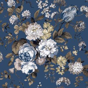 Modrá vliesová květinová tapeta na zeď, 84023, Blooming Garden, Cristiana Masi by Parato