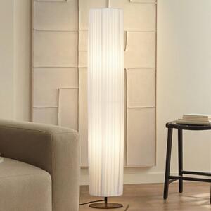 Lindby Stojací lampa Virelle, bílá, textil, výška 117 cm, E27, Bílá / opál, Obývací pokoj / jídelna, Textil / tkanina / hedvábí