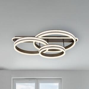 Globo LED stropní svítidlo Grouni, délka 80 cm, titanová barva, kov, stmívatelný, Hliník / šedá / zinek, Obývací pokoj / jídelna, kov, Moderní