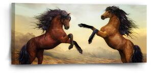 Sablio Obraz Vzpínající se koně - 110x50 cm