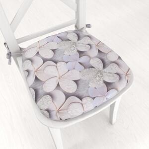 Biante Oblý podsedák PML-032 Designové květy na šedém - 39x37x3 cm
