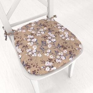 Biante Oblý podsedák PML-036 Pnoucí květiny na hnědém - 39x37x3 cm