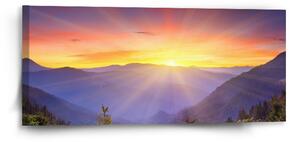 Sablio Obraz Západ slunce nad lesem - 110x50 cm