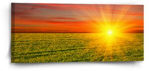 Sablio Obraz Západ slunce nad loukou - 110x50 cm
