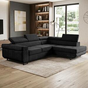 Sedací souprava GREIZ | 275x203 cm | pravá | rozkládací + úložný prostor | lincol 100D černá | 3D manšestr