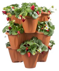 BAMA Květináč modulární TRIFOGLIO, set 3 ks + spodní miska s kolečky, terracotta