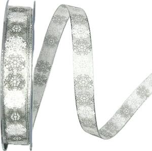 Vánoční stuha SNOW DIAMOND bílá 15mm x 20m (6,-Kč/m)