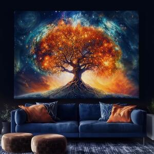 Obraz na plátně - Zářící strom života s vesmírem FeelHappy.cz Velikost obrazu: 40 x 30 cm