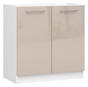 Kuchyňská skříňka pod dřez lesklá OLIVIA – 80cm | Bílá / Cappuccino