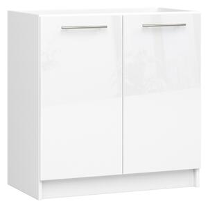Kuchyňská skříňka pod dřez OLIVIA – 80cm | Bílá lesklá