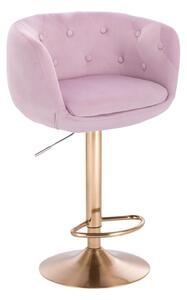 Barová židle MONTANA VELUR na zlatém talíři - fialový vřes
