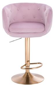 LuxuryForm Barová židle MONTANA VELUR na zlatém talíři - fialový vřes