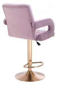 LuxuryForm Barová židle BOSTON VELUR na zlatém talíři - fialový vřes
