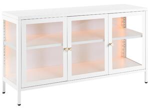 Prosklená komoda LED NEWPORT Kov 115 cm Bílá
