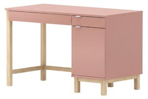 Dětský psací stůl MODEL se šuplíky a skříňkou - Pastelově růžová s bílým úchytem, 100x60 cm, Zvolte stranu: Pravá