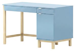 Dětský psací stůl MODEL se šuplíky a skříňkou - Světle modrá s bílým úchytem, 100x60 cm, Zvolte stranu: Pravá