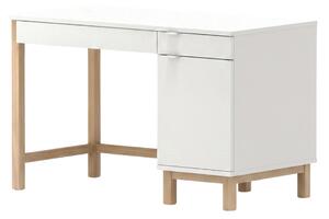 Dětský psací stůl MODEL se šuplíky a skříňkou - Bílá s bílým úchytem, 100x60 cm, Zvolte stranu: Pravá