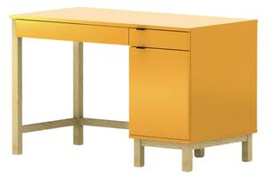 Dětský psací stůl MODEL se šuplíky a skříňkou - Žlutá s černým úchytem, 100x60 cm, Zvolte stranu: Pravá