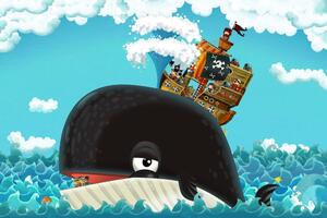 Tapeta pirátská loď na velrybě