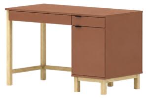 Dětský psací stůl MODEL se šuplíky a skříňkou - Jantarová s černým úchytem, 100x60 cm, Zvolte stranu: Pravá