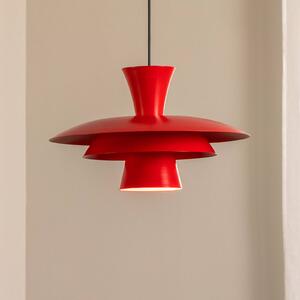 Luminex Závěsné světlo Plato, červené, kov, Ø 38 cm, E27, stmívatelný, Červená, Obývací pokoj / jídelna, kov, Moderní