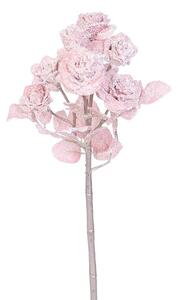 Umělá větvička Růže s glitrem růžová, 39 cm
