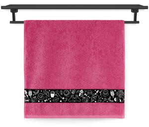 Ručník Veba NORA tisk Stylový design sytá růžová Velikost: 50x100 cm
