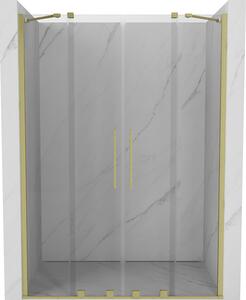 Mexen Velar Duo, posuvné dveře do otvoru 140x200 cm, 8mm čiré sklo, zlatá matná, 871-140-000-02-55