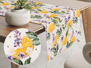 Biante Dekorační běhoun na stůl PML-103 Pomeranče mezi květy na bílém 35x180 cm