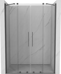 Mexen Velar Duo, posuvné dveře do otvoru 160x200 cm, 8mm čiré sklo, grafitová matná, 871-160-000-02-66