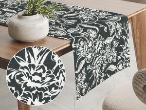 Biante Dekorační běhoun na stůl PML-105 Bílé květiny na černém 45x180 cm